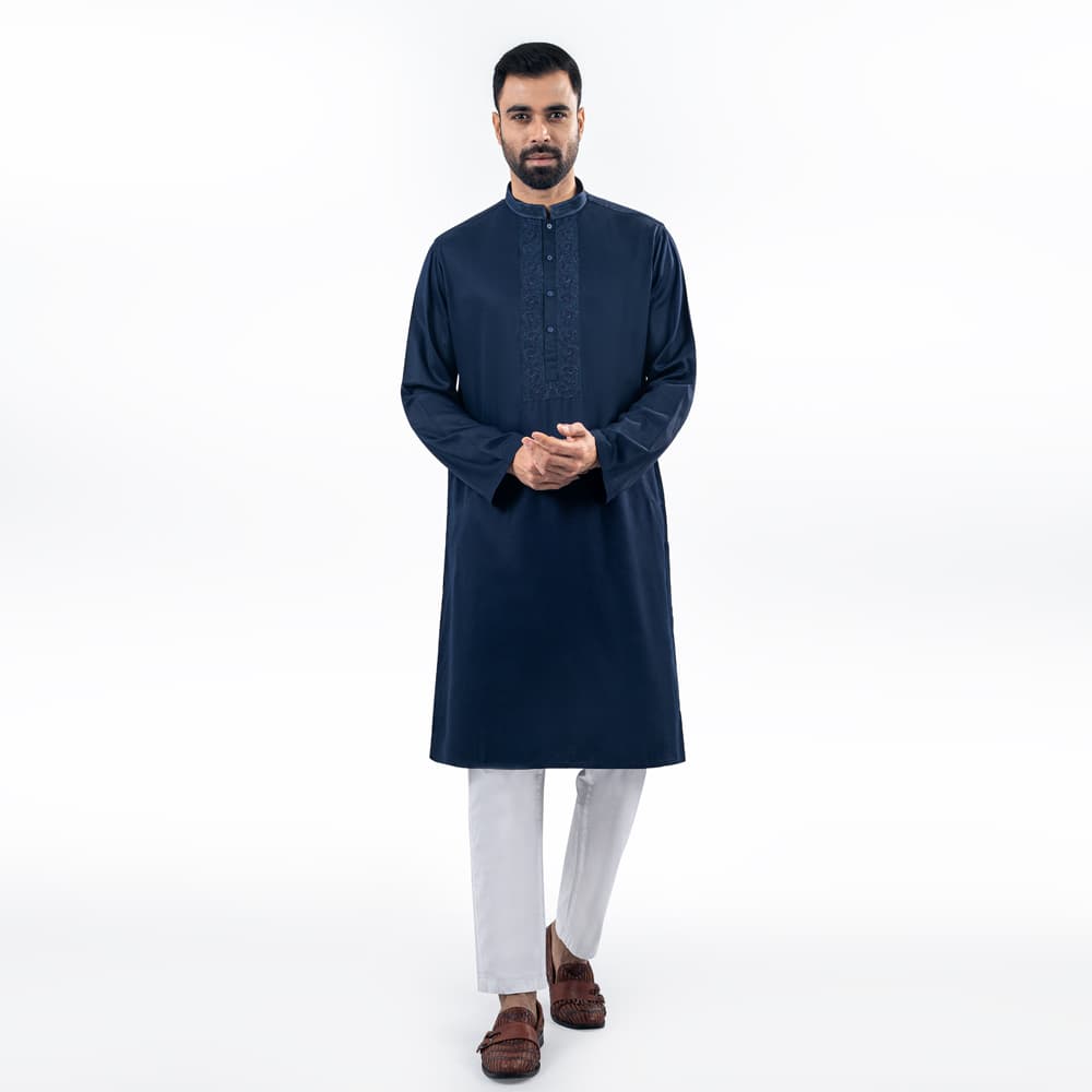 Lubnan Men’s Regular Fit Dark Blue Panjabi - LubnanBD